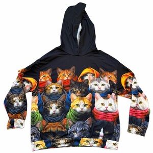 Cat Hoodie Unisex Size L Cats in Sweaters All Over Print Pullover Long Sleeves